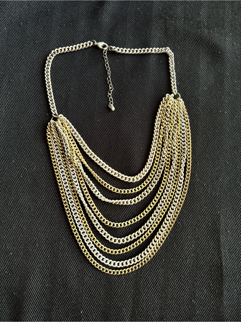 Two-Tone Gold & Silver Multi-Strand Statement Necklace